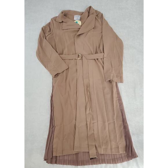 Hayden LA pleated ladies trench Duster brown Size Small NWT Boho chic Fall - Picture 6 of 12
